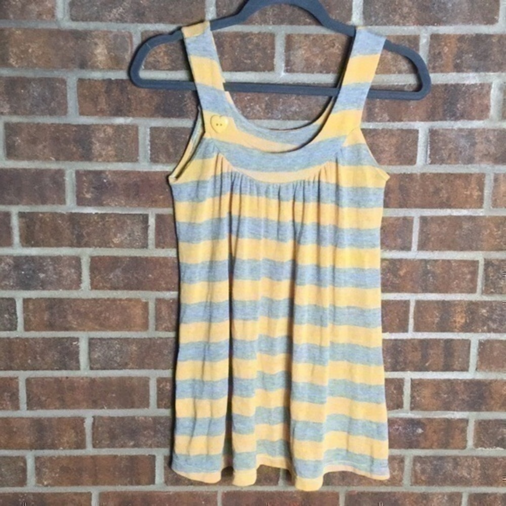 Boutique Yellow & Gray Striped Heart Knit Tank Top​